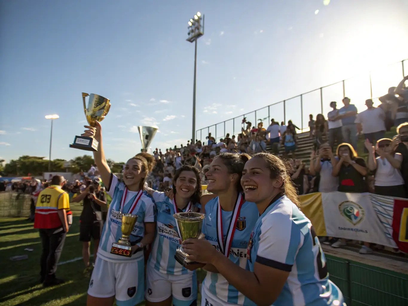 A heartwarming image of young athletes receiving awards and recognition for their achievements, emphasizing the values of sportsmanship, fair play, and personal growth.